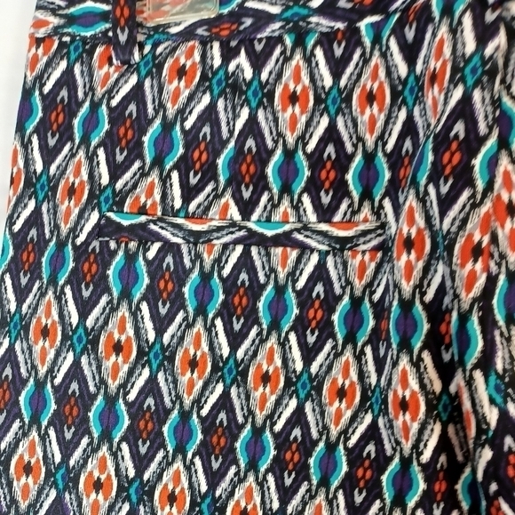 ANTHROPOLOGIE Size 4 Tribal Print Straight Leg Cotton Pants - Picture 5 of 7